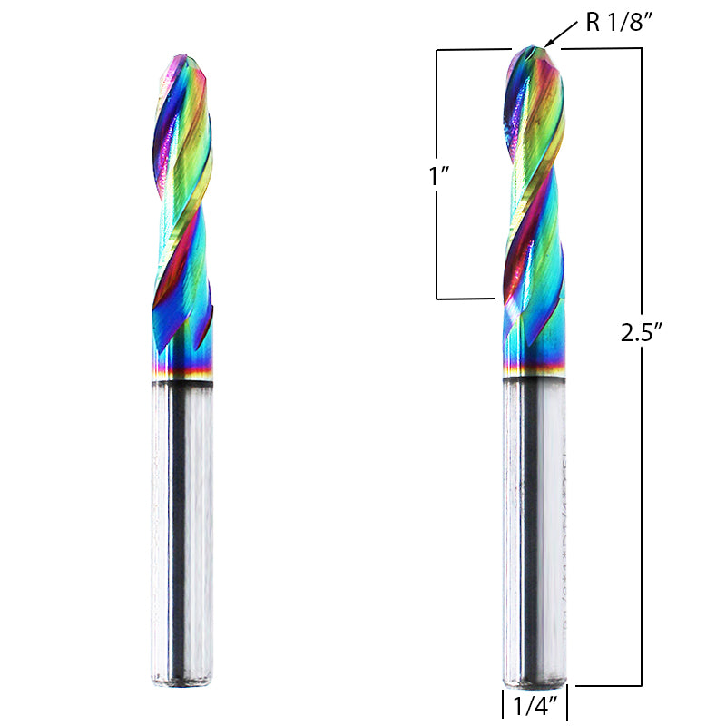Taper ball-nose CNC bit designed for CNC carving applications.