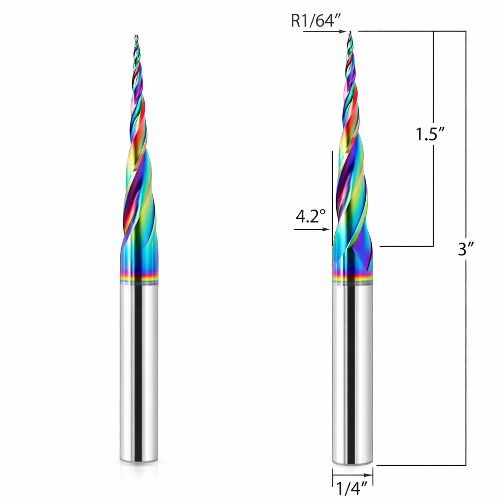 Taper ball-nose CNC bit designed for CNC carving applications