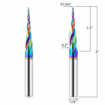 Taper ball-nose CNC bit designed for CNC carving applications