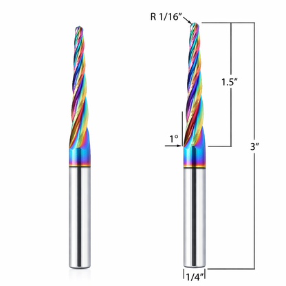 Taper ball-nose CNC bit designed for CNC carving applications