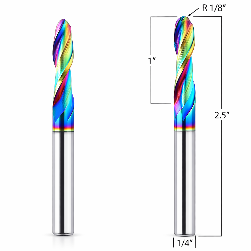Taper ball-nose CNC bit designed for CNC carving applications