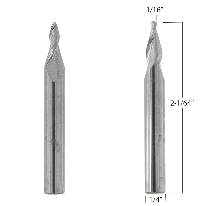 1/16" (2mm) Diameter Ball Nose Router Bits