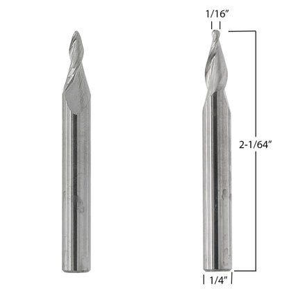 1/16" (2mm) Diameter Ball Nose Router Bits